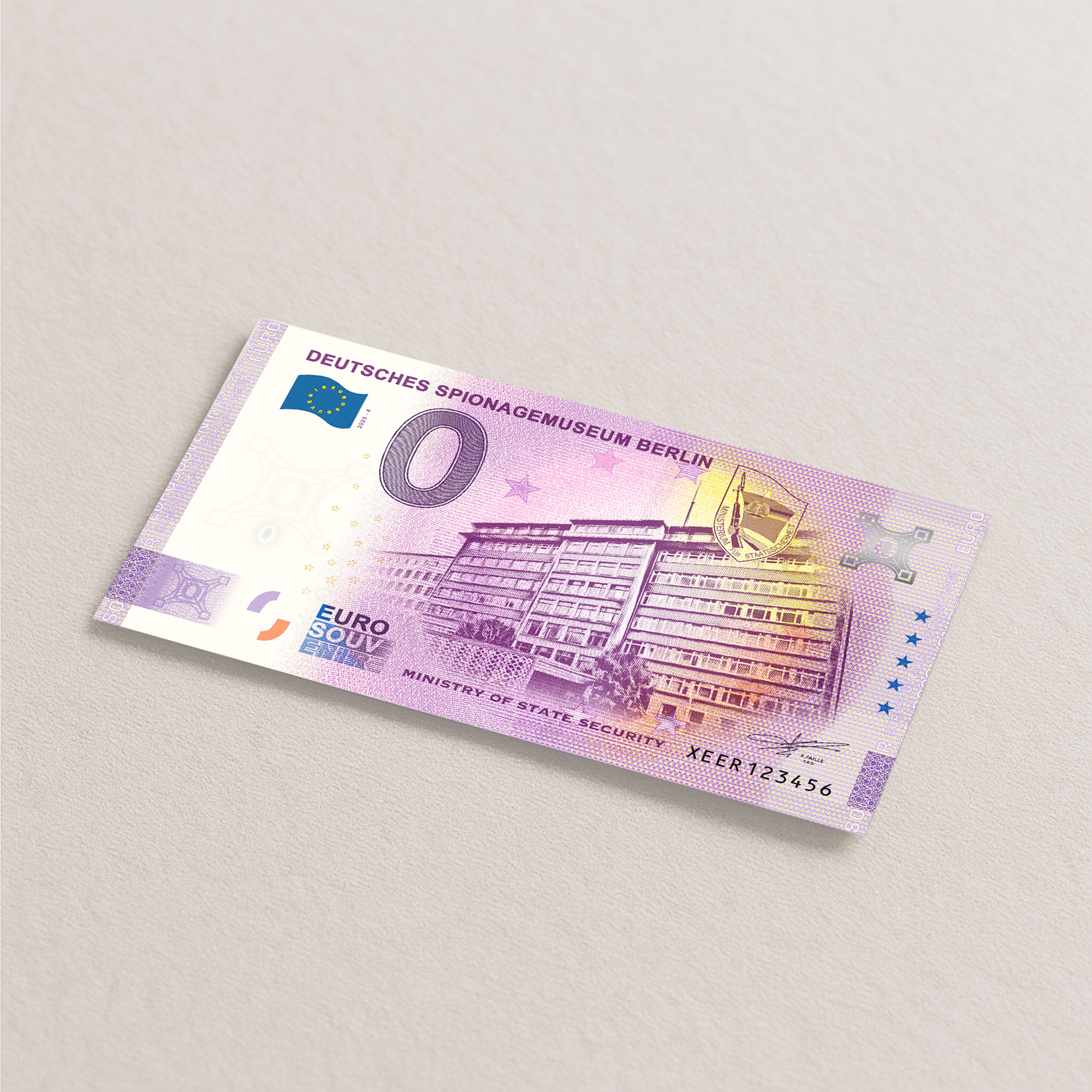 0-Euro-Souvenirschein: Deutsches Spionagemuseum - Ministerium für Staatssicherheit 