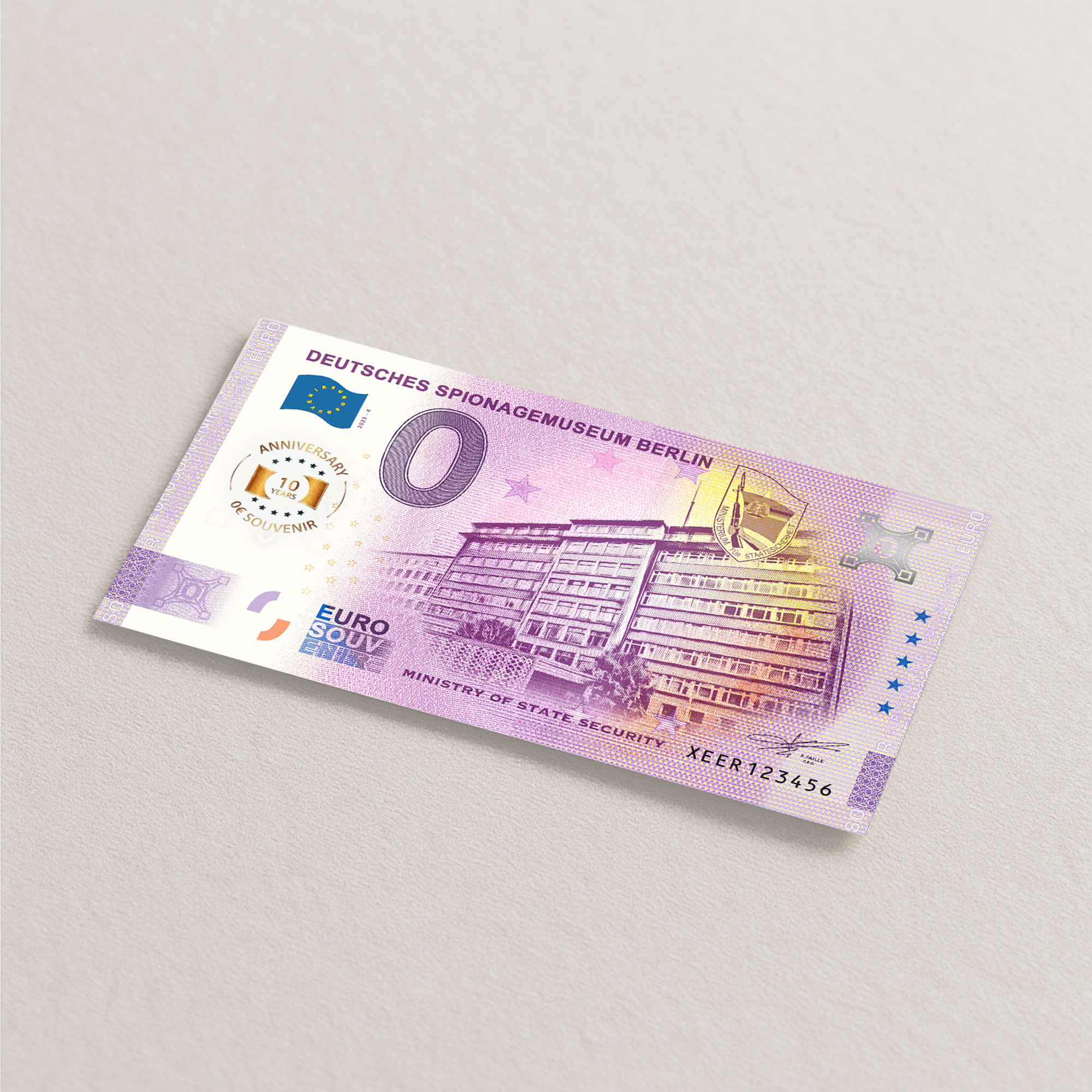 0-Euro-Souvenirschein Special Edition : Deutsches Spionagemuseum - Ministerium für Staatssicherheit 