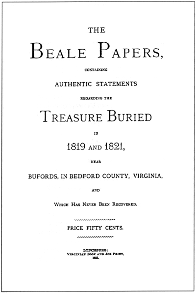 Titelseite Manuskript Beale Papers